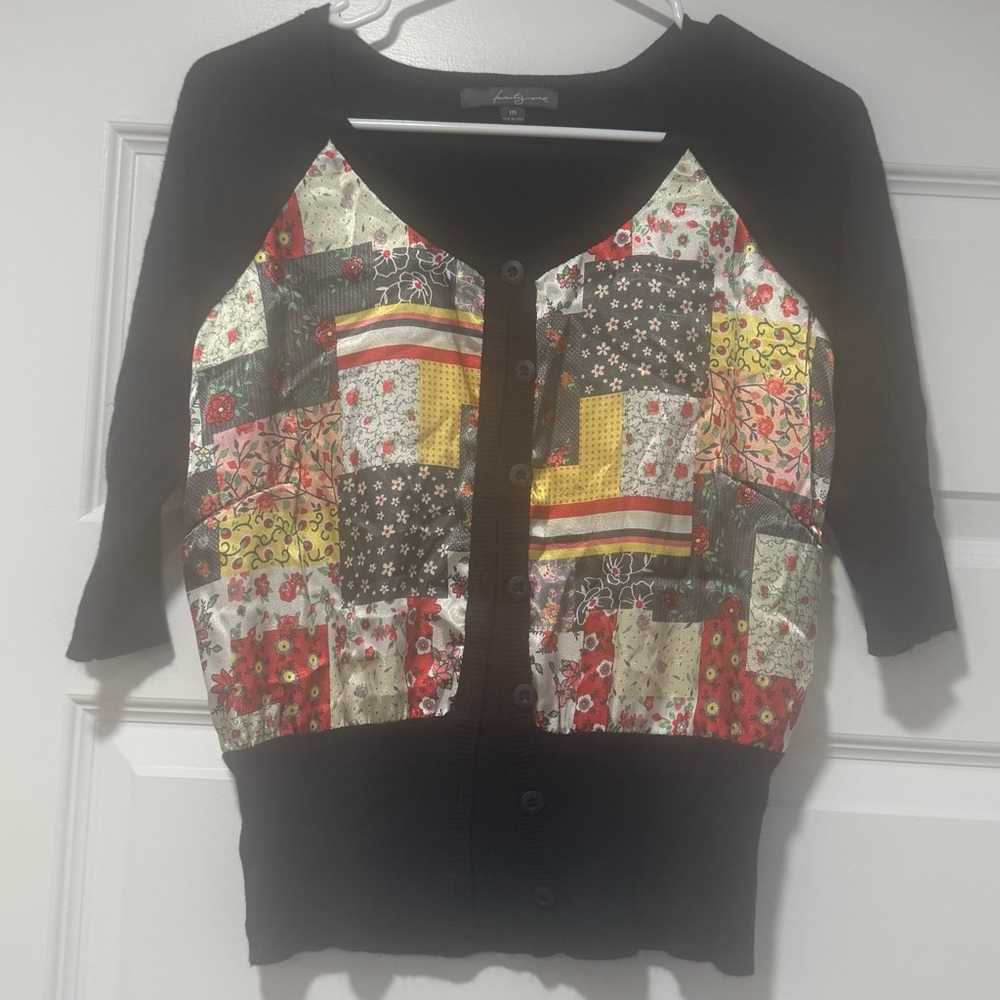 Navy Multicolor Patchwork Cardigan - image 1